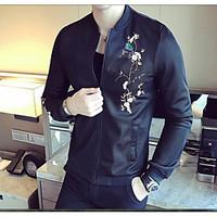 mens casual casual summer jacket solid print round neck long sleeve re ...