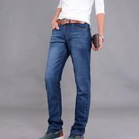 mens straight jeans pants casualdaily simple solid mid rise zipper cot ...