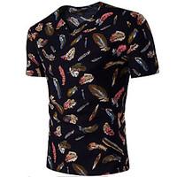 mens casual daily work summer cotton linen v collar feather printing s ...