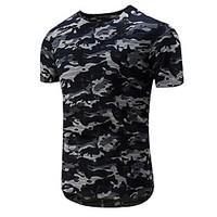 Men\'s Casual/Daily Sports Simple Active Summer T-shirt, Print Round Neck Short Sleeve Cotton Rayon Thin