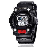 mens fashion watch digital watch digital silicone band black red