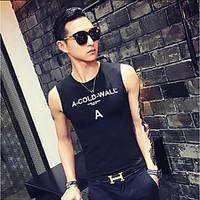 mens casualdaily simple tank top solid print round neck sleeveless cot ...