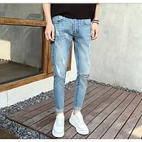 mens mid rise inelastic jeans pants simple straight solid