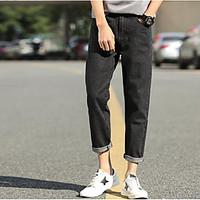 mens mid rise micro elastic chinos pants street chic straight solid