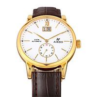 Men\'s Fashion Watch Mechanical Watch Quartz Automatic self-winding Leather Band Black Brown