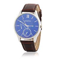 mens fashion watch quartz leather band brown