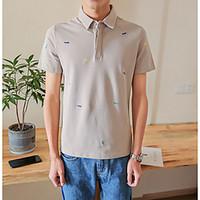 Men\'s Athletic Other Casual Casual/Daily Simple Street chic Active Summer T-shirt, Solid Polka Dot V Neck Short Sleeve Cotton Opaque Medium