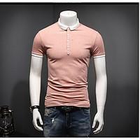 Men\'s Office/Career Daily Simple Summer Shirt, Solid Shirt Collar Short Sleeve Cotton Medium