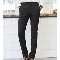 mens mid rise micro elastic business pants simple straight solid