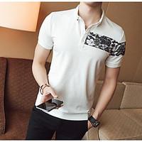 Men\'s Casual Simple Summer Polo, Solid Print Shirt Collar Short Sleeve Cotton