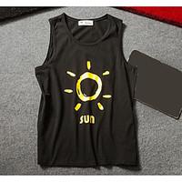 mens casualdaily simple summer tank top print strap sleeveless cotton  ...