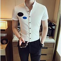 mens casual simple summer shirt pattern stand short sleeve cotton