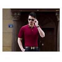 mens business casual simple all seasons polo striped square neck short ...