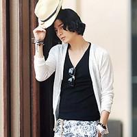 mens daily casual short cardigan solid v neck long sleeve others summe ...