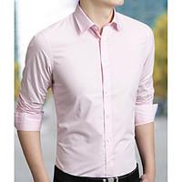 Men\'s Casual/Daily Simple Shirt, Solid Shirt Collar Long Sleeve Cotton Thin