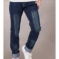 mens low rise micro elastic jeans pants simple loose lace solid