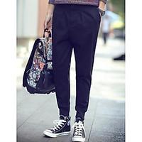 mens mid rise micro elastic chinos pants street chic harem solid