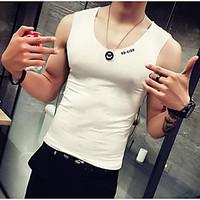 mens casualdaily simple tank top letter round neck sleeveless cotton t ...