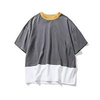 mens going out street chic t shirt color block round neck short sleeve ...