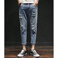 mens mid rise inelastic jeans pants sexy loose solid