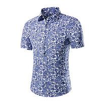 Men\'s Daily Casual Simple Summer Shirt, Print Shirt Collar Short Sleeve Cotton Thin