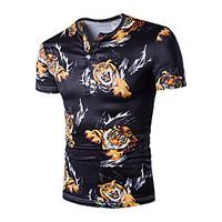 Men\'s Plus Size Simple Street chic Active All Seasons T-shirt, Print V Neck Short Sleeve Cotton Medium