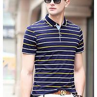 mens daily simple summer t shirt striped shirt collar short sleeve oth ...