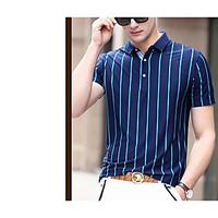 Men\'s Daily Simple Summer Polo, Striped Shirt Collar Short Sleeve Others