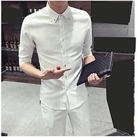 mens other casual simple summer shirt solid striped crew neck half sle ...