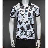 mens daily simple summer t shirt letter shirt collar short sleeve cott ...