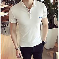 Men\'s Casual Simple Summer Polo, Solid Shirt Collar Short Sleeve Cotton