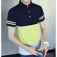 mens casual simple summer shirt striped stand short sleeve cotton