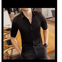 Men\'s Casual Simple Summer Shirt, Solid Square Neck Half Sleeve Cotton Medium