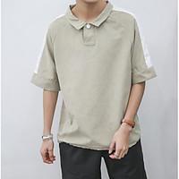 mens casual vintage summer polo color block shirt collar short sleeve  ...