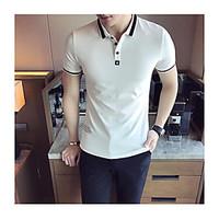 Men\'s Casual/Daily Simple Summer Shirt, Solid Shirt Collar Short Sleeve Cotton Opaque