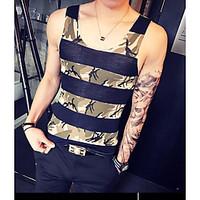 Men\'s Casual/Daily Simple Summer Tank Top, Animal Print Round Neck Sleeveless Cotton Opaque