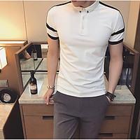 mens casualdaily simple t shirt solid button down collar short sleeve  ...