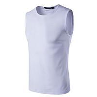 mens casualdaily simple tank top solid round neck sleeveless polyester