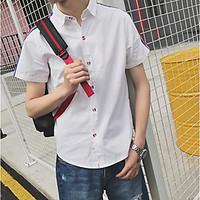 mens casualdaily simple shirt solid button down collar short sleeve po ...