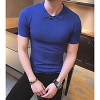 mens casualdaily simple t shirt solid shirt collar short sleeve cotton ...