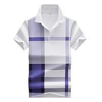 Men\'s Plus Size Casual/Daily Beach Simple Active Spring Summer Polo, Solid Check Shirt Collar Short Sleeve Cotton Polyester SpandexThin
