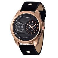 mens sport watch fashion watch quartz leather band black