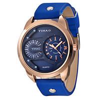 mens sport watch fashion watch quartz leather band blue