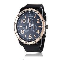 mens sport watch fashion watch quartz silicone band black