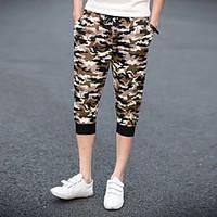 Men\'s Mid Rise Micro-elastic Chinos Sweatpants Pants, Street chic Loose Solid Print Camouflage