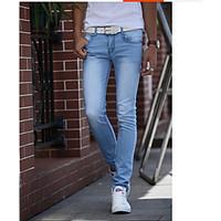 Men\'s Mid Rise Micro-elastic Chinos Sweatpants Pants, Street chic Slim Solid