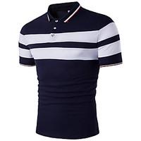 Men\'s Going out Casual/Daily Holiday Sexy Simple Street chic Polo, Color Block Shirt Collar Short Sleeve Cotton Polyester