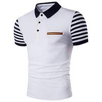 Men\'s Going out Casual/Daily Party Sexy Simple Street chic Polo, Color Block Shirt Collar Short Sleeve Cotton Polyester