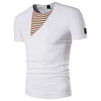 Men\'s Going out Casual/Daily Party Sexy Simple Street chic T-shirt, Color Block Round Neck Short Sleeve Cotton Polyester