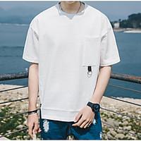 mens casualdaily simple t shirt solid round neck short sleeve cotton t ...